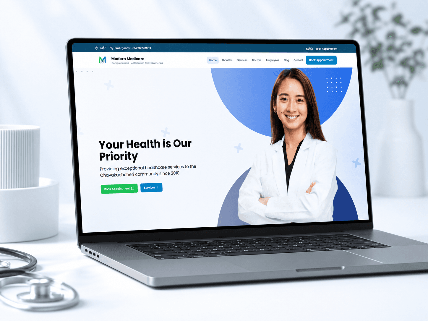 Hospital Management — comprehensive hospital website with CRM and complete doctor booking system